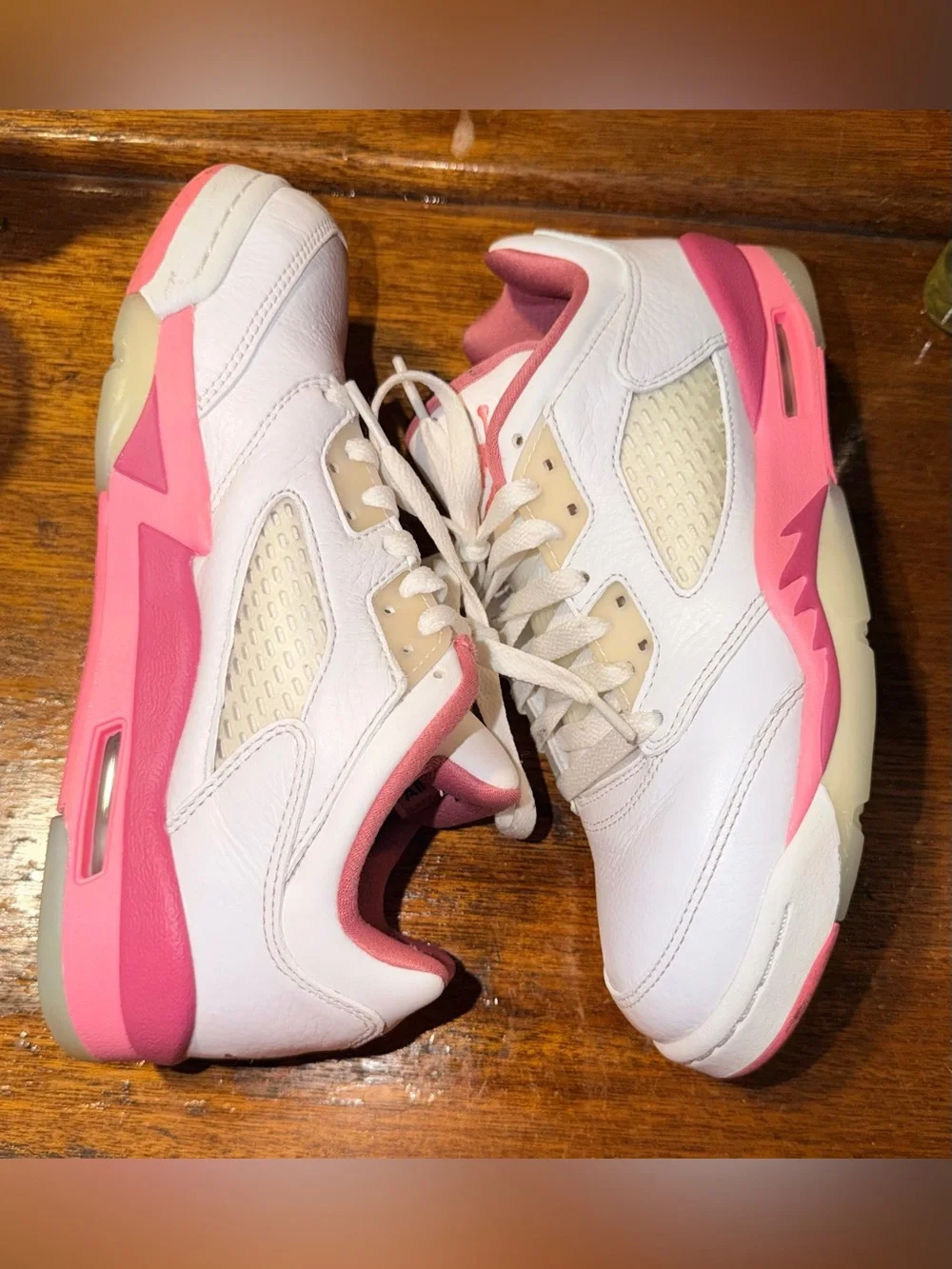 Jordan Air Jordan 5 Low GS White Pink Leather Sneakers Sz 6Y DX4390-116